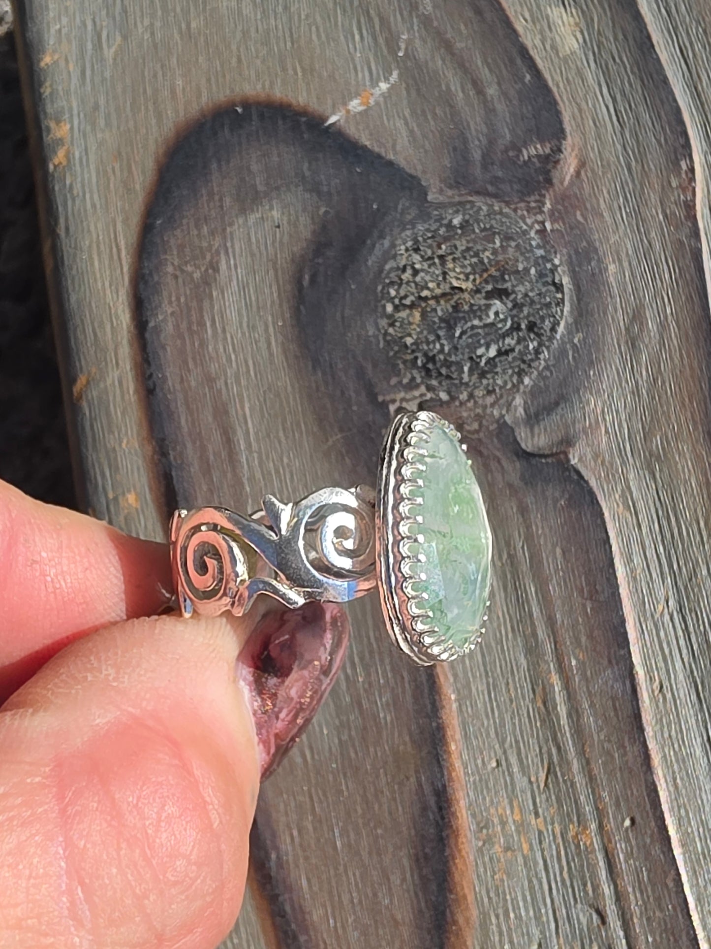 Moss Agate Ring, Size 7
