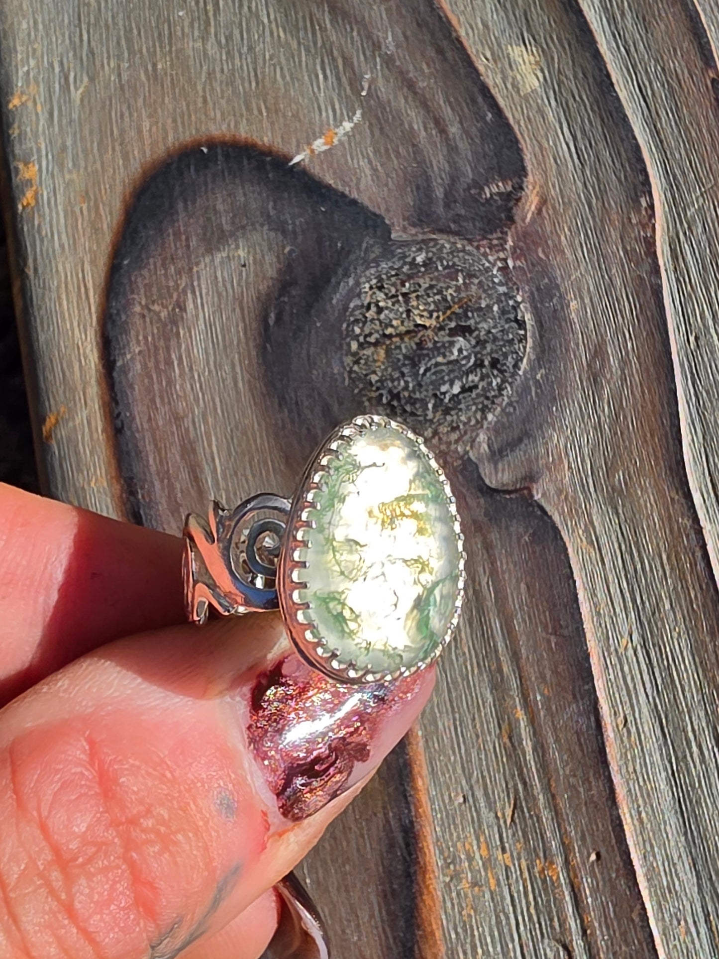 Moss Agate Ring, Size 7