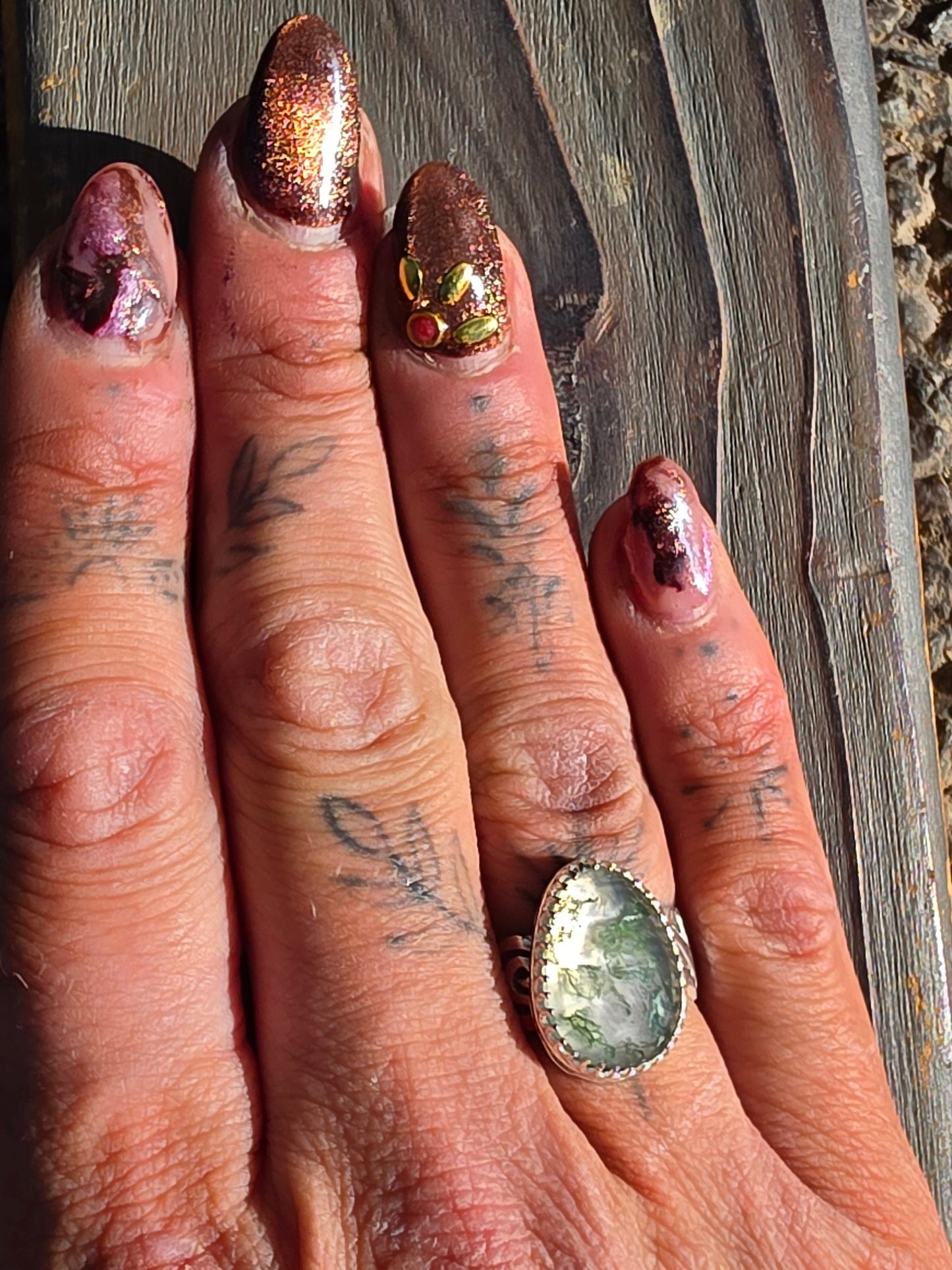 Moss Agate Ring, Size 7