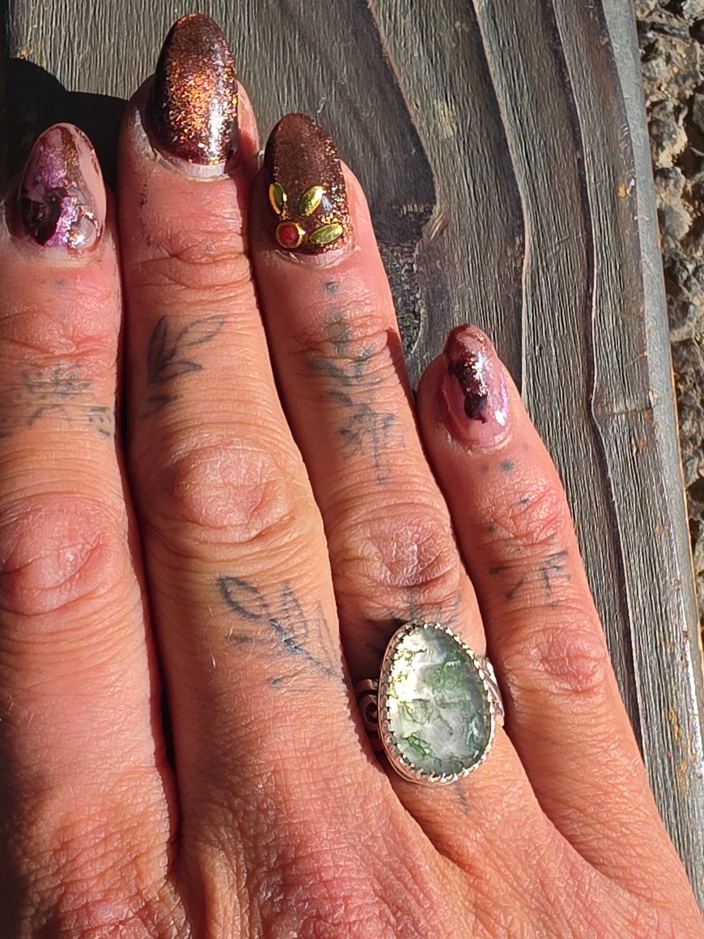 Moss Agate Ring, Size 7