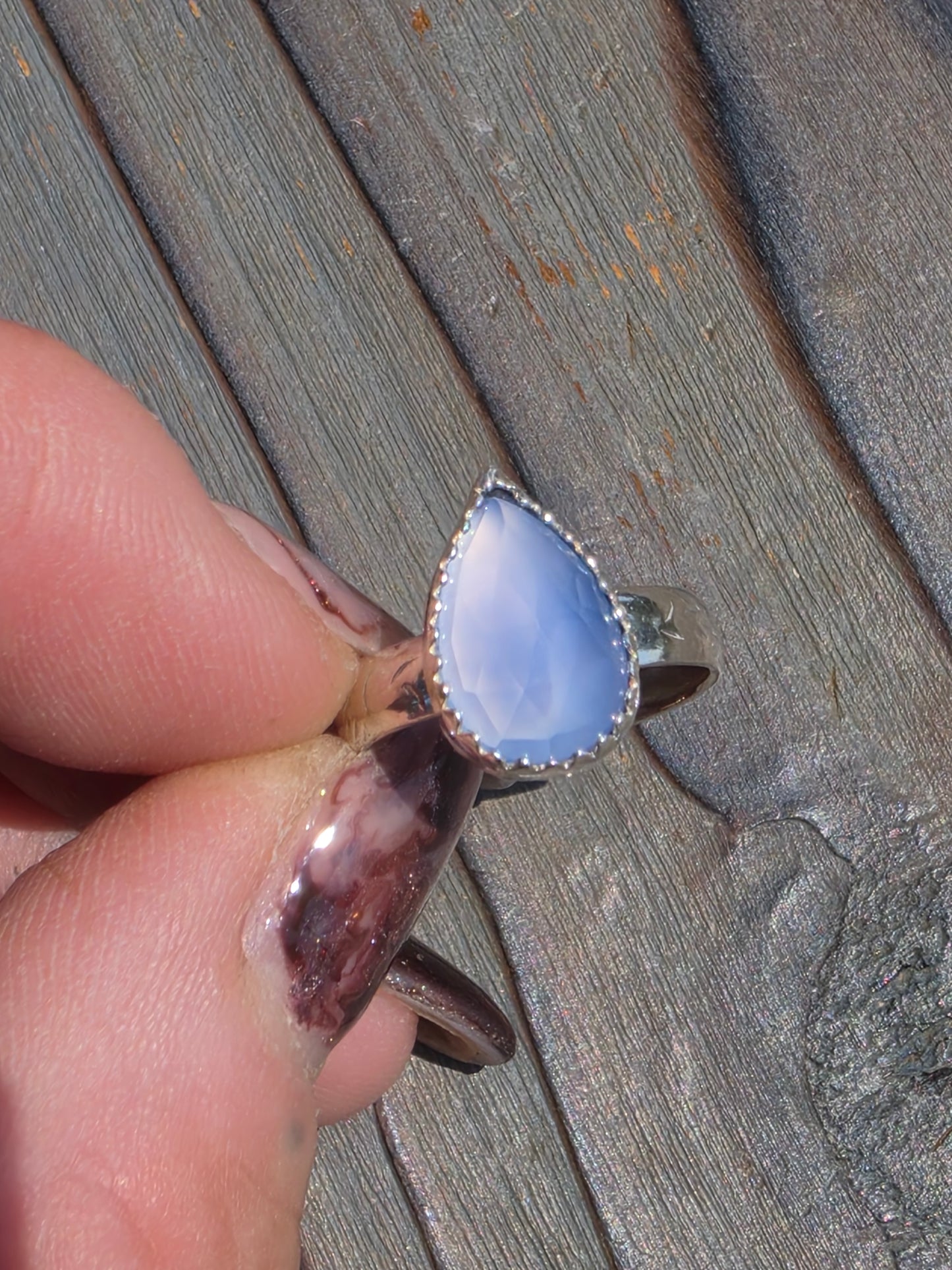 Lavendar Smoke Chalcedony Ring, Size 6
