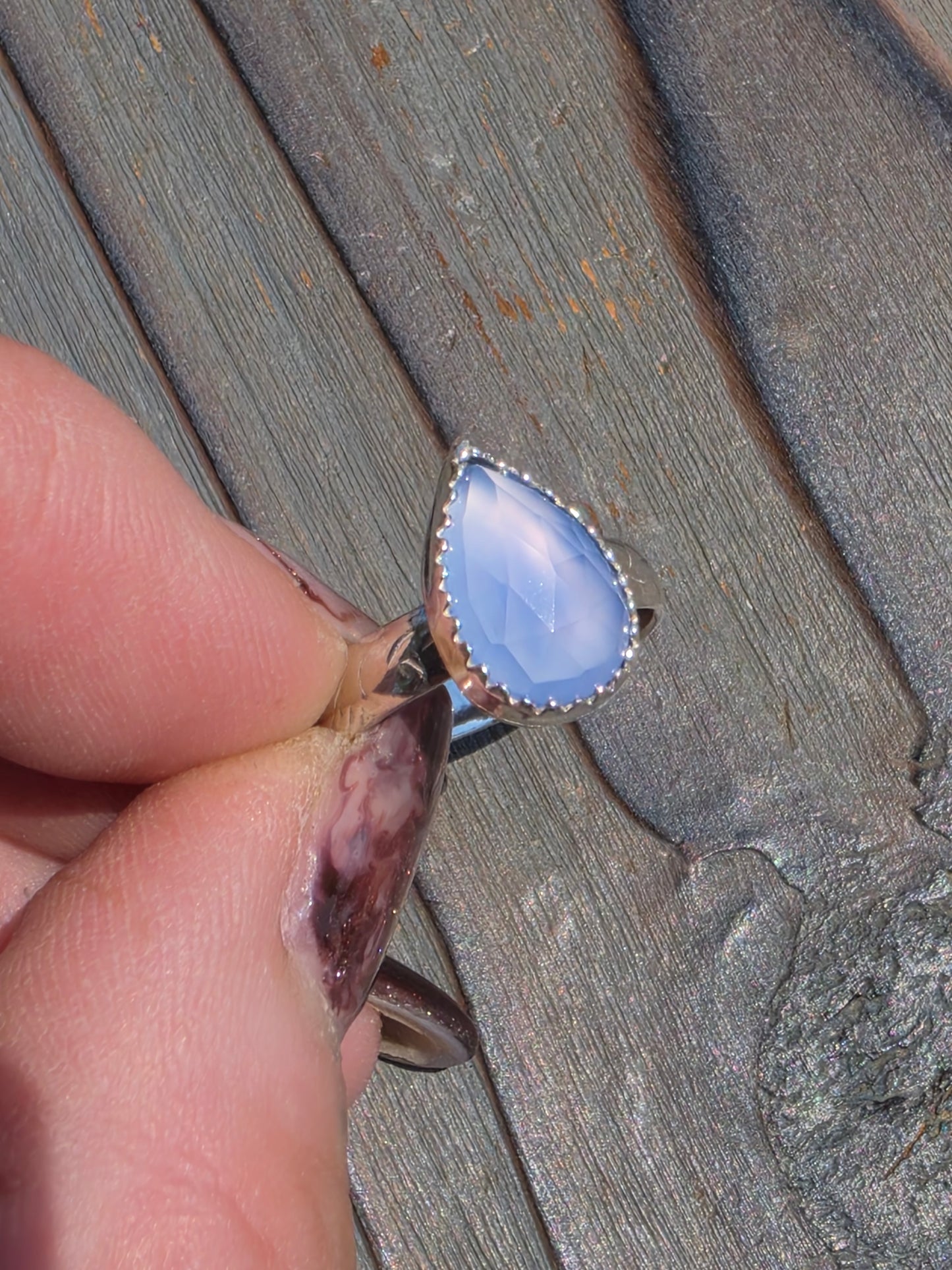 Lavendar Smoke Chalcedony Ring, Size 6