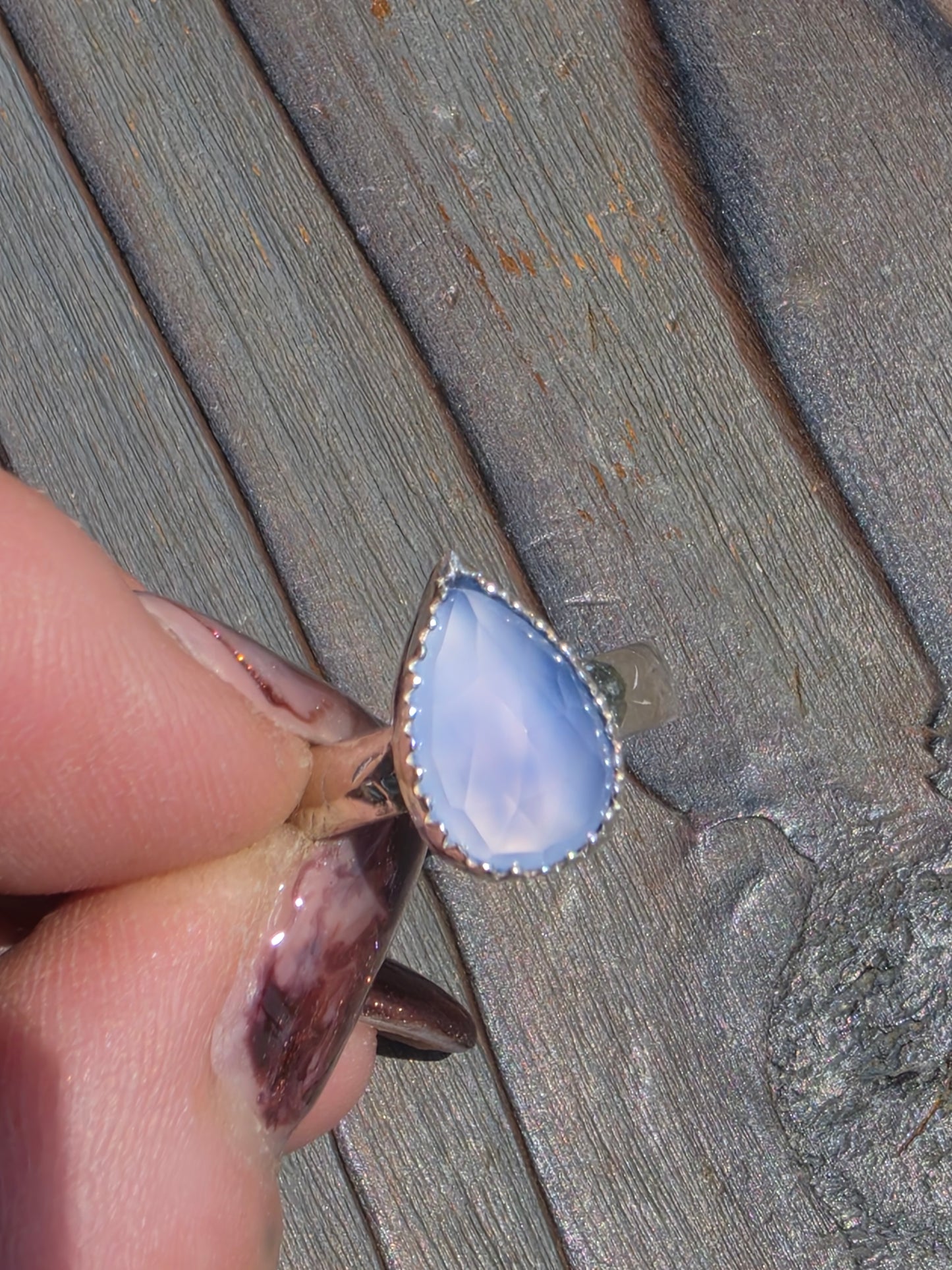 Lavendar Smoke Chalcedony Ring, Size 6