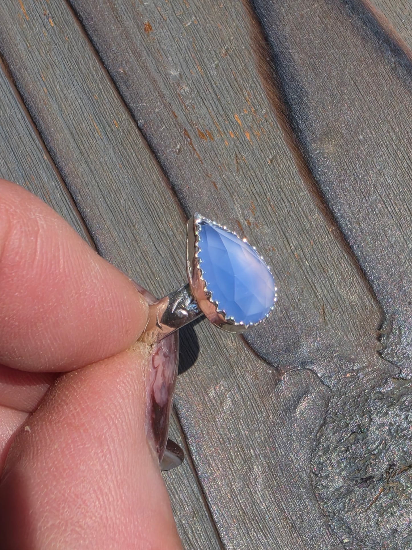 Lavendar Smoke Chalcedony Ring, Size 6