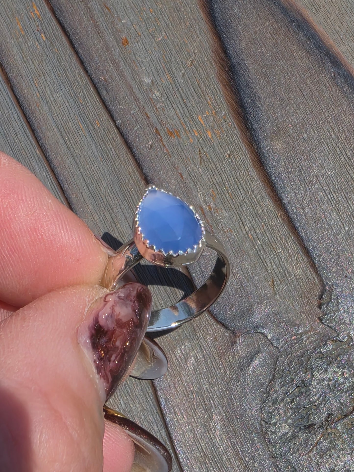 Lavendar Smoke Chalcedony Ring, Size 6