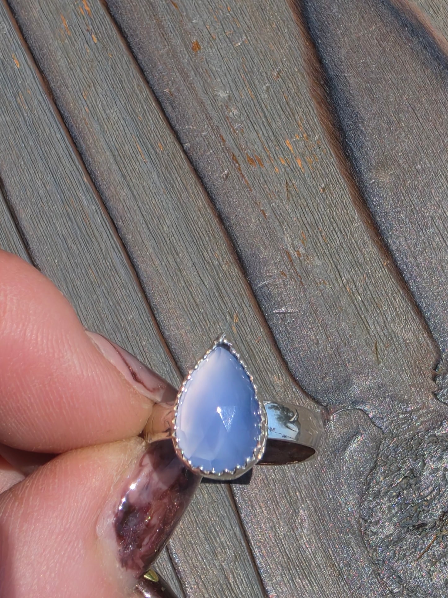 Lavendar Smoke Chalcedony Ring, Size 6