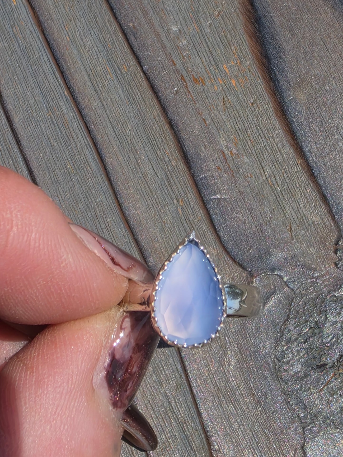 Lavendar Smoke Chalcedony Ring, Size 6