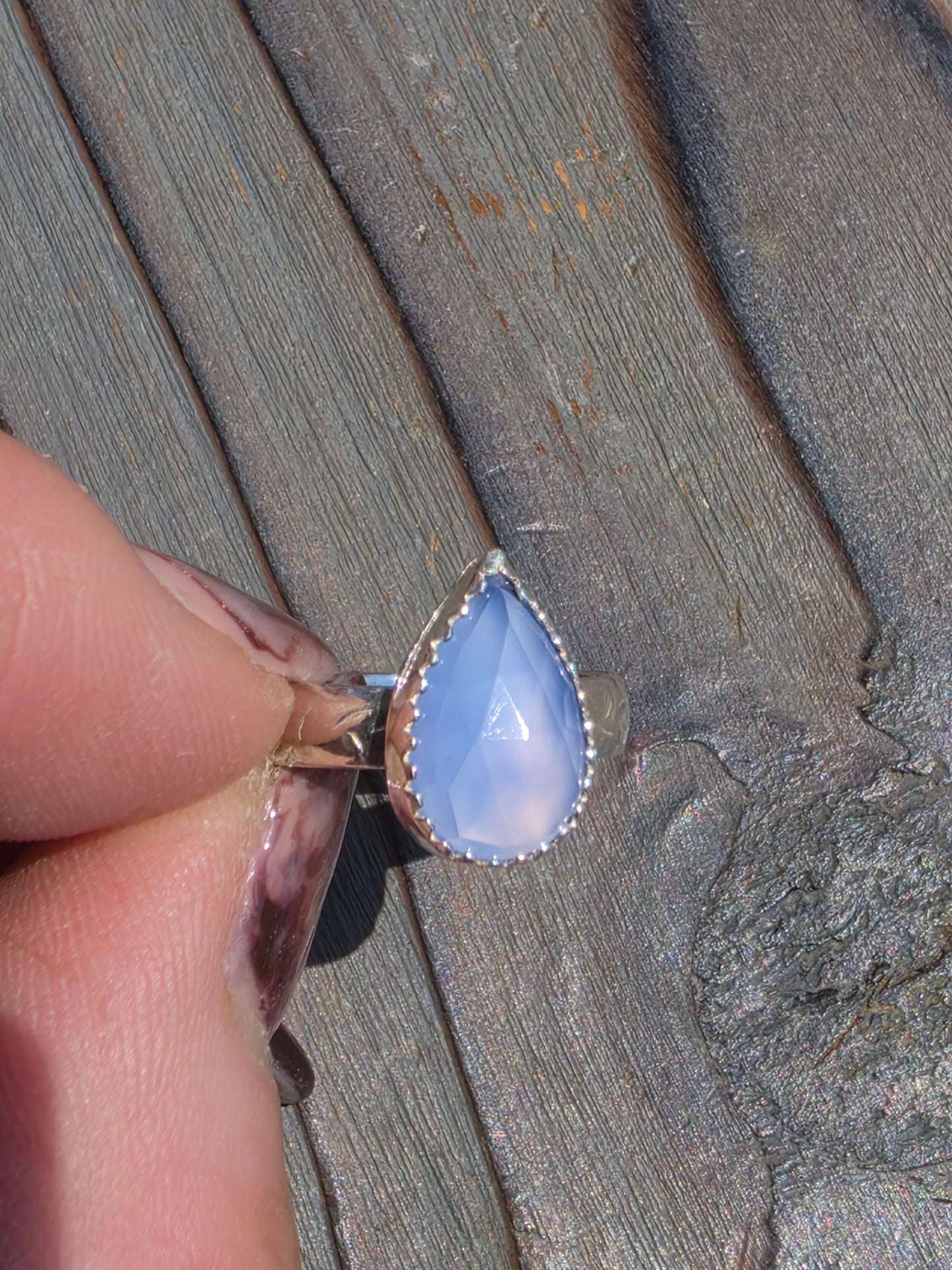 Lavendar Smoke Chalcedony Ring, Size 6