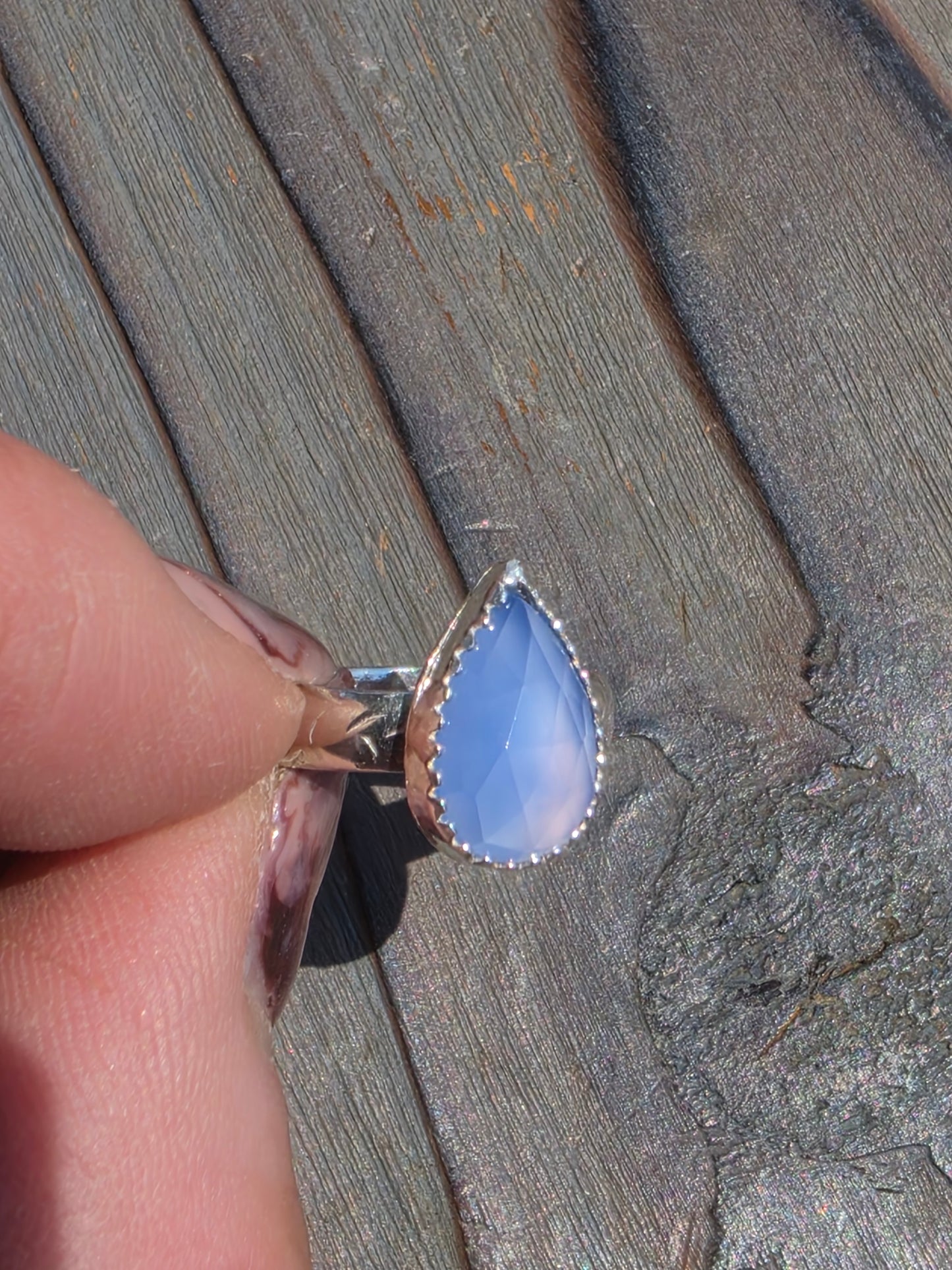 Lavendar Smoke Chalcedony Ring, Size 6