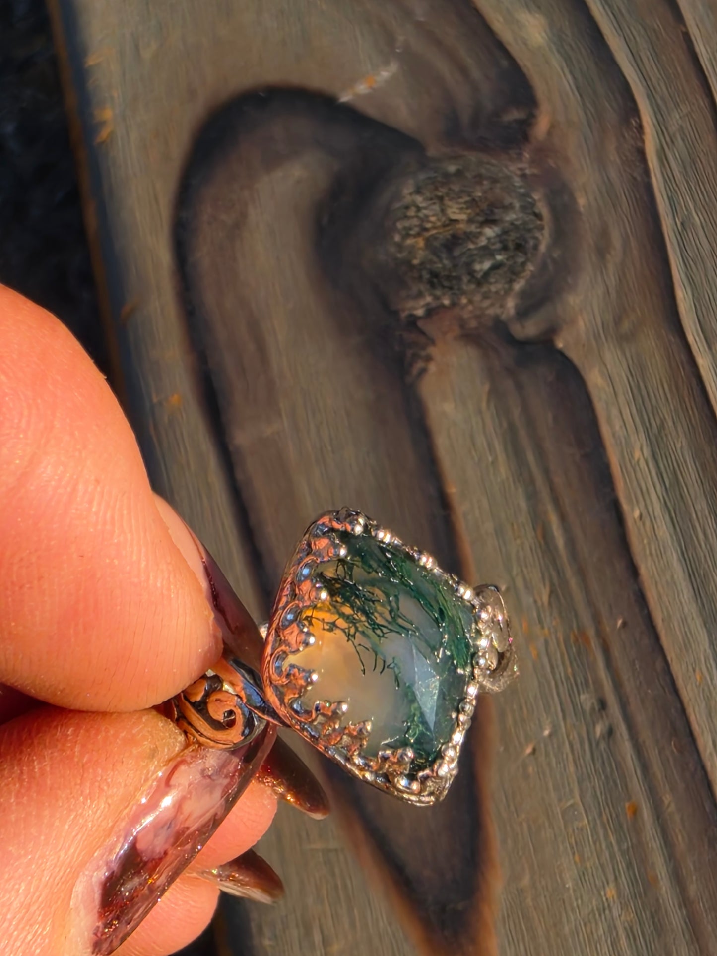 Moss Agate Ring, Size 7