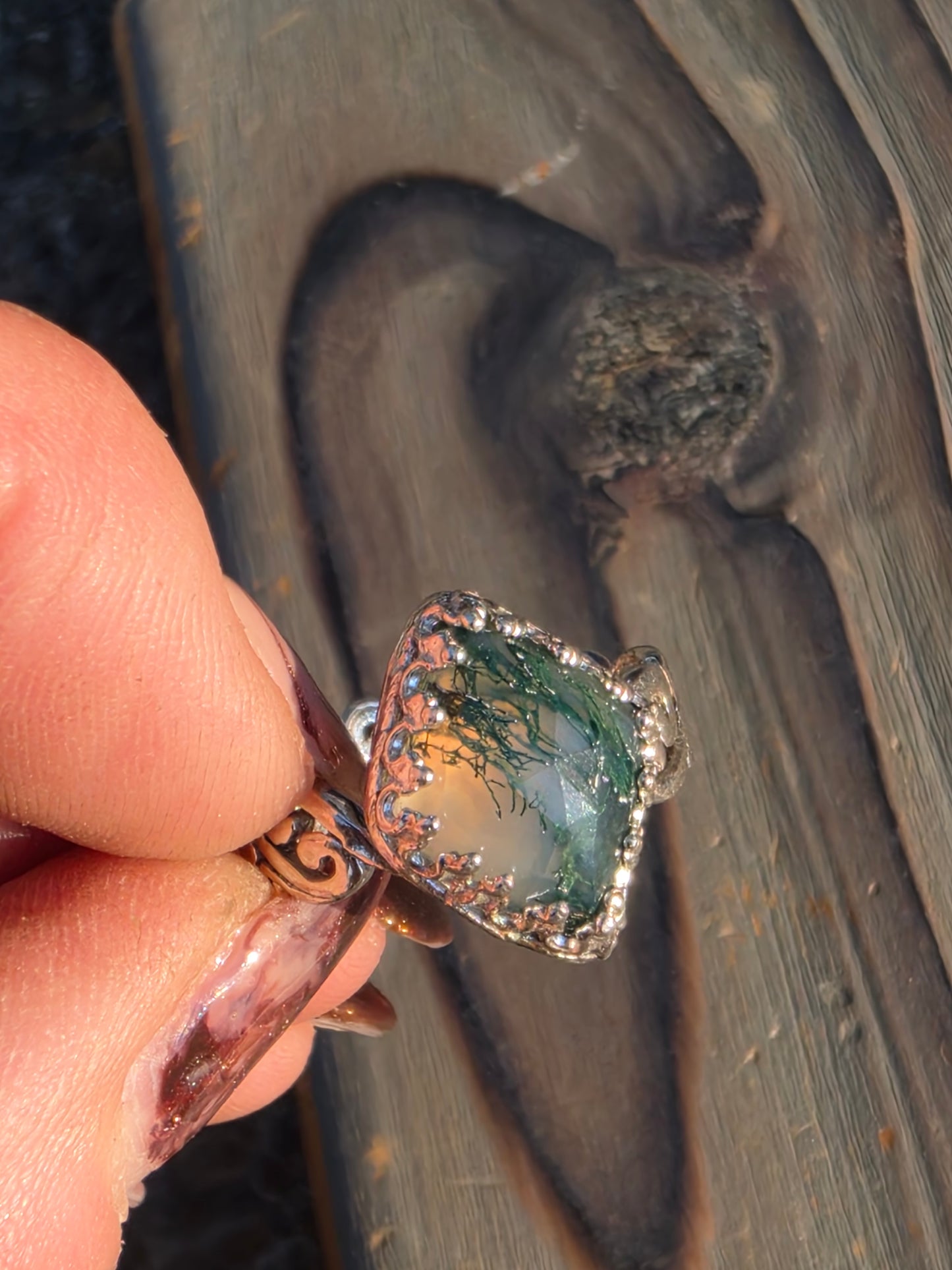 Moss Agate Ring, Size 7