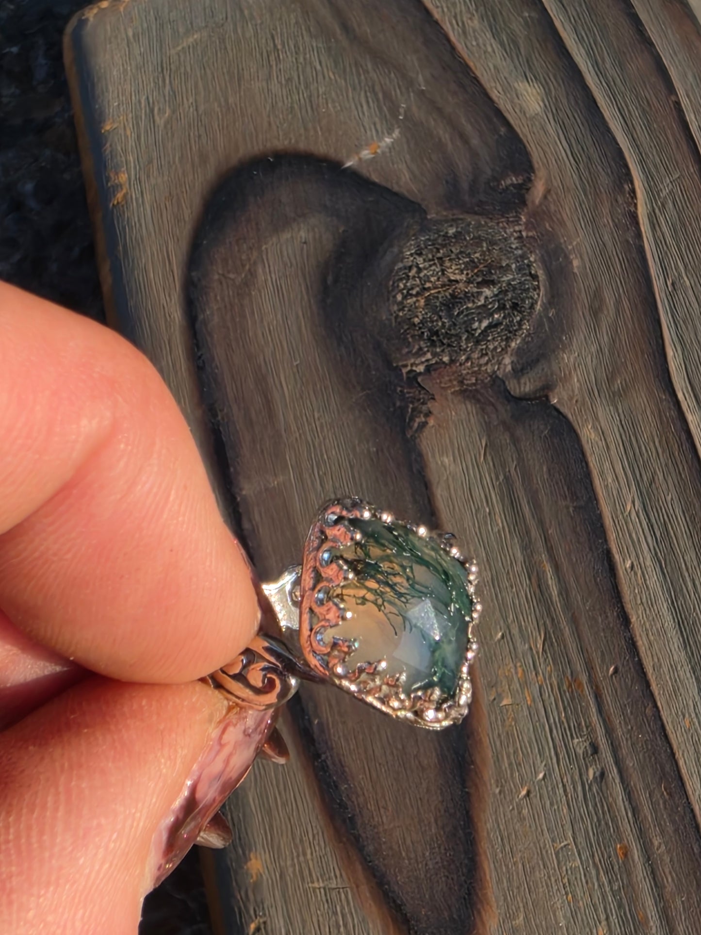 Moss Agate Ring, Size 7