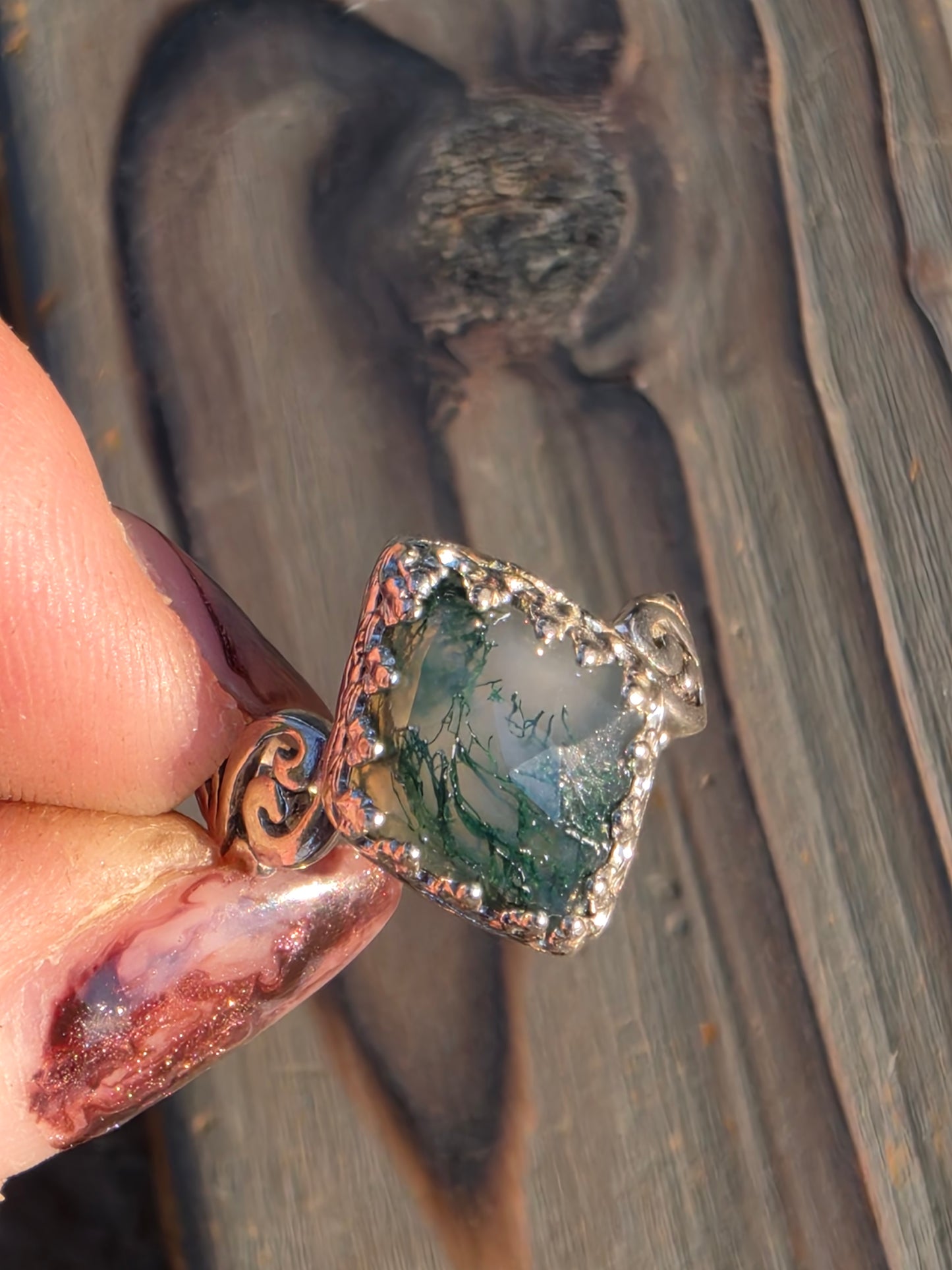 Moss Agate Ring, Size 7
