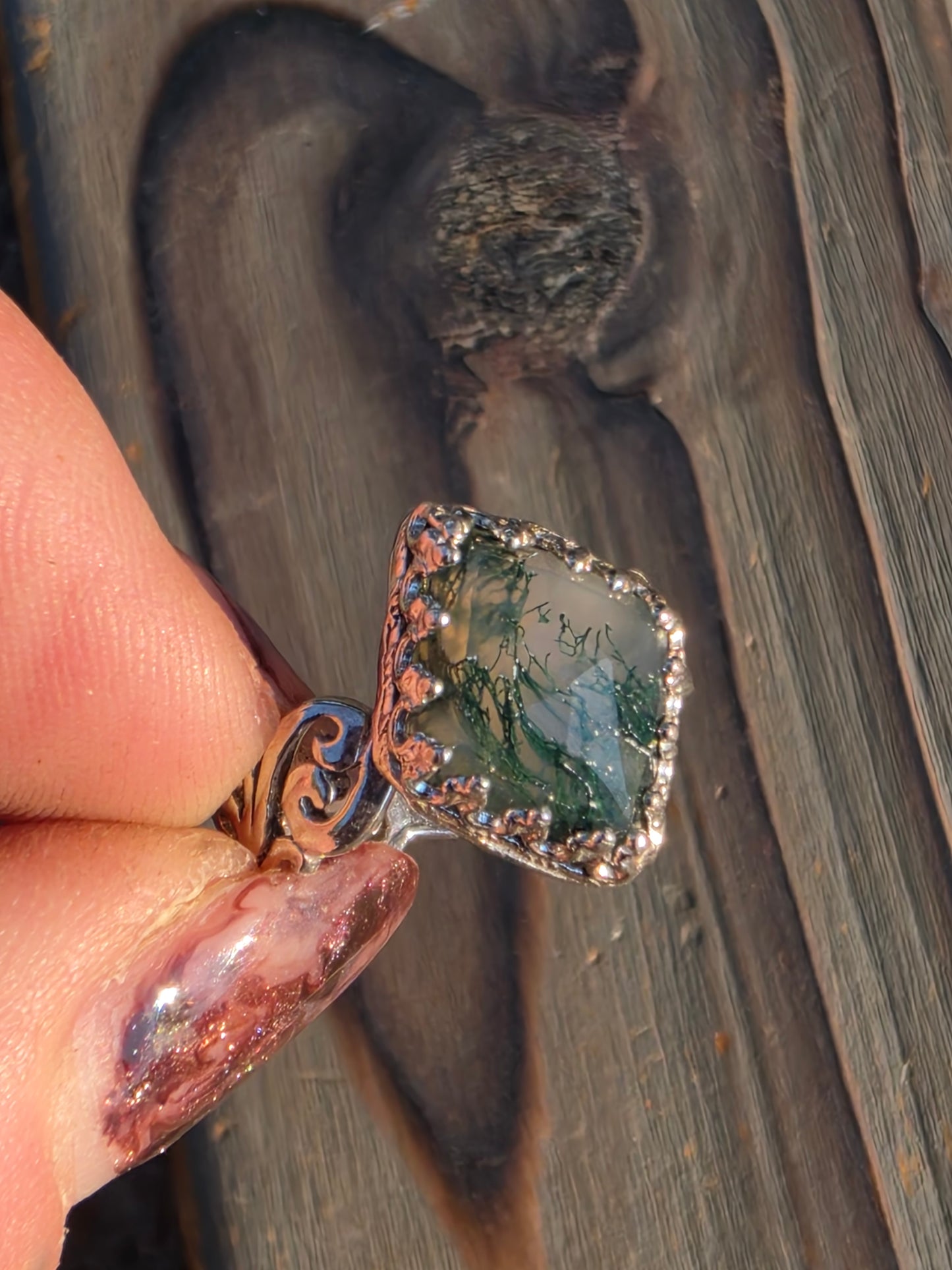 Moss Agate Ring, Size 7