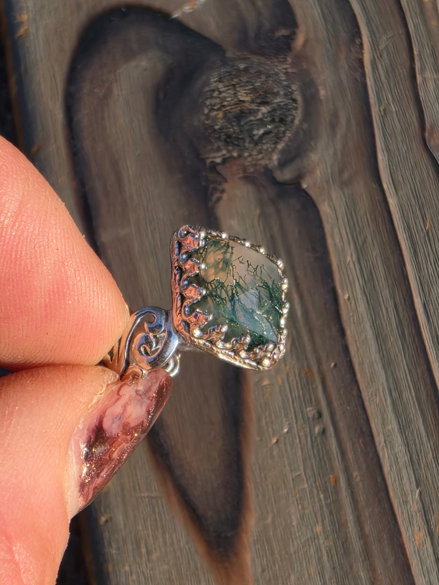 Moss Agate Ring, Size 7