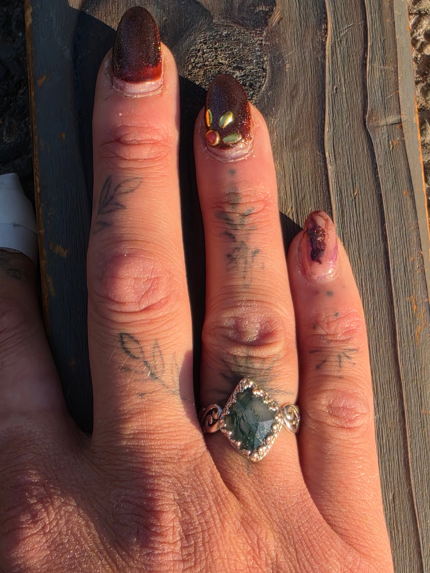 Moss Agate Ring, Size 7