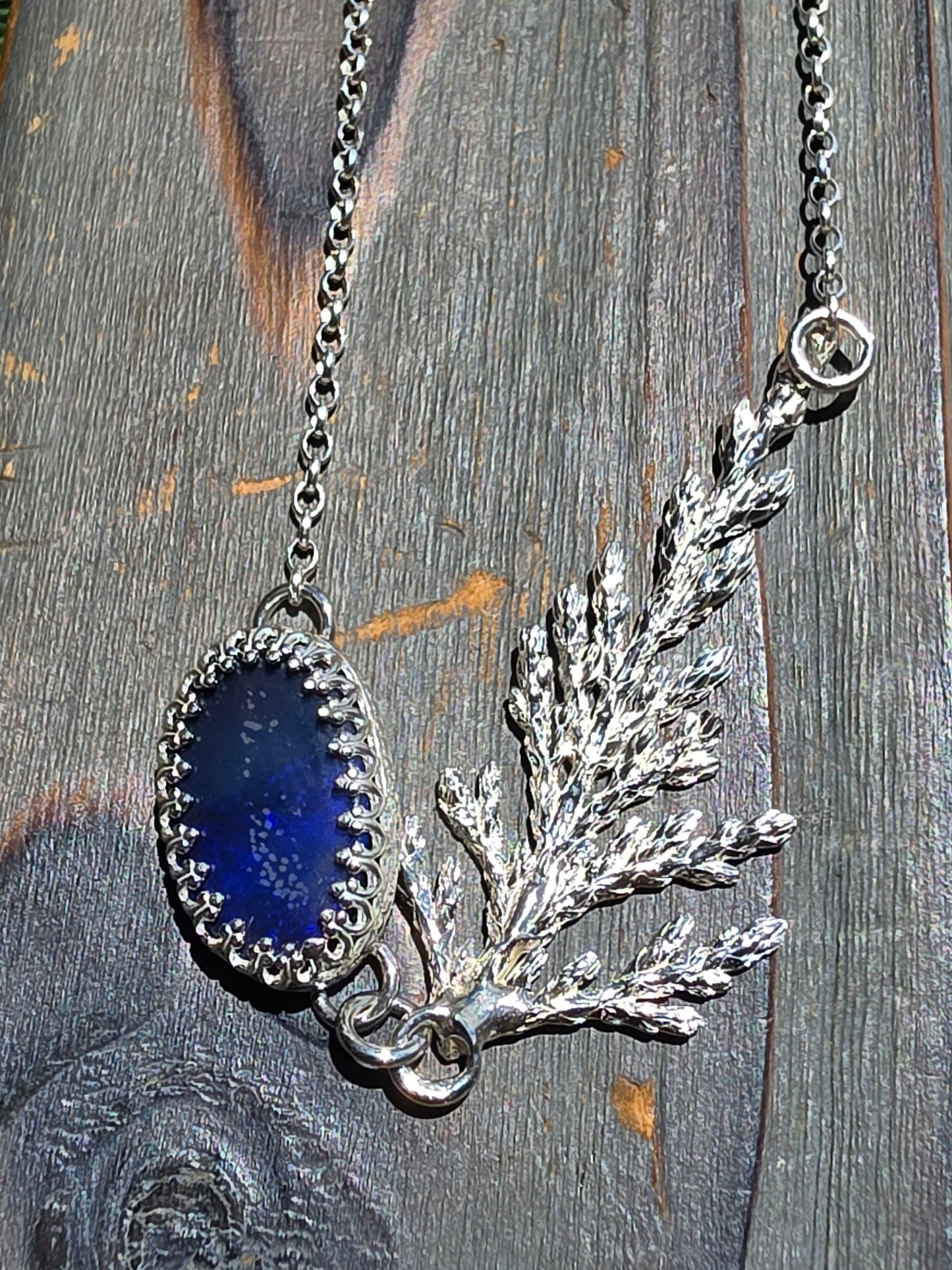 Australian Opal Cedar Necklace, 22in