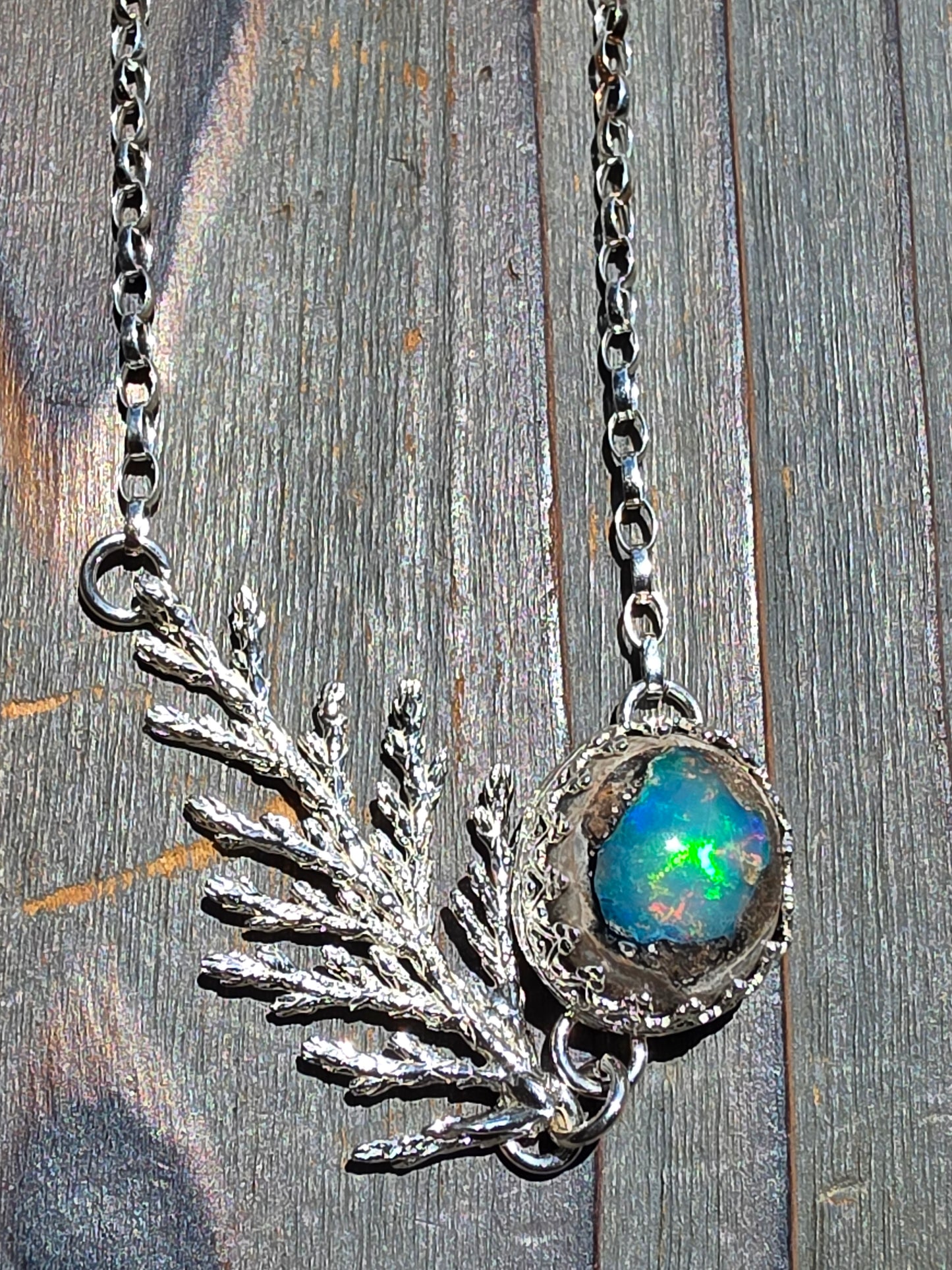 Galalxy Opal Cedar Necklace, 20in