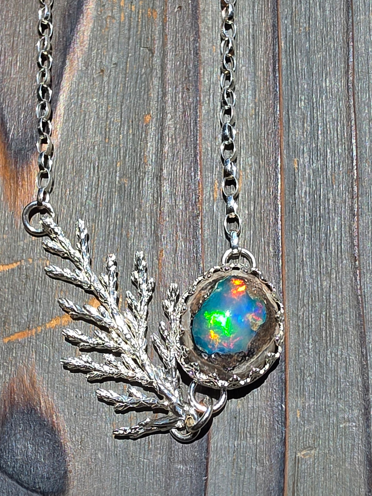 Galalxy Opal Cedar Necklace, 20in
