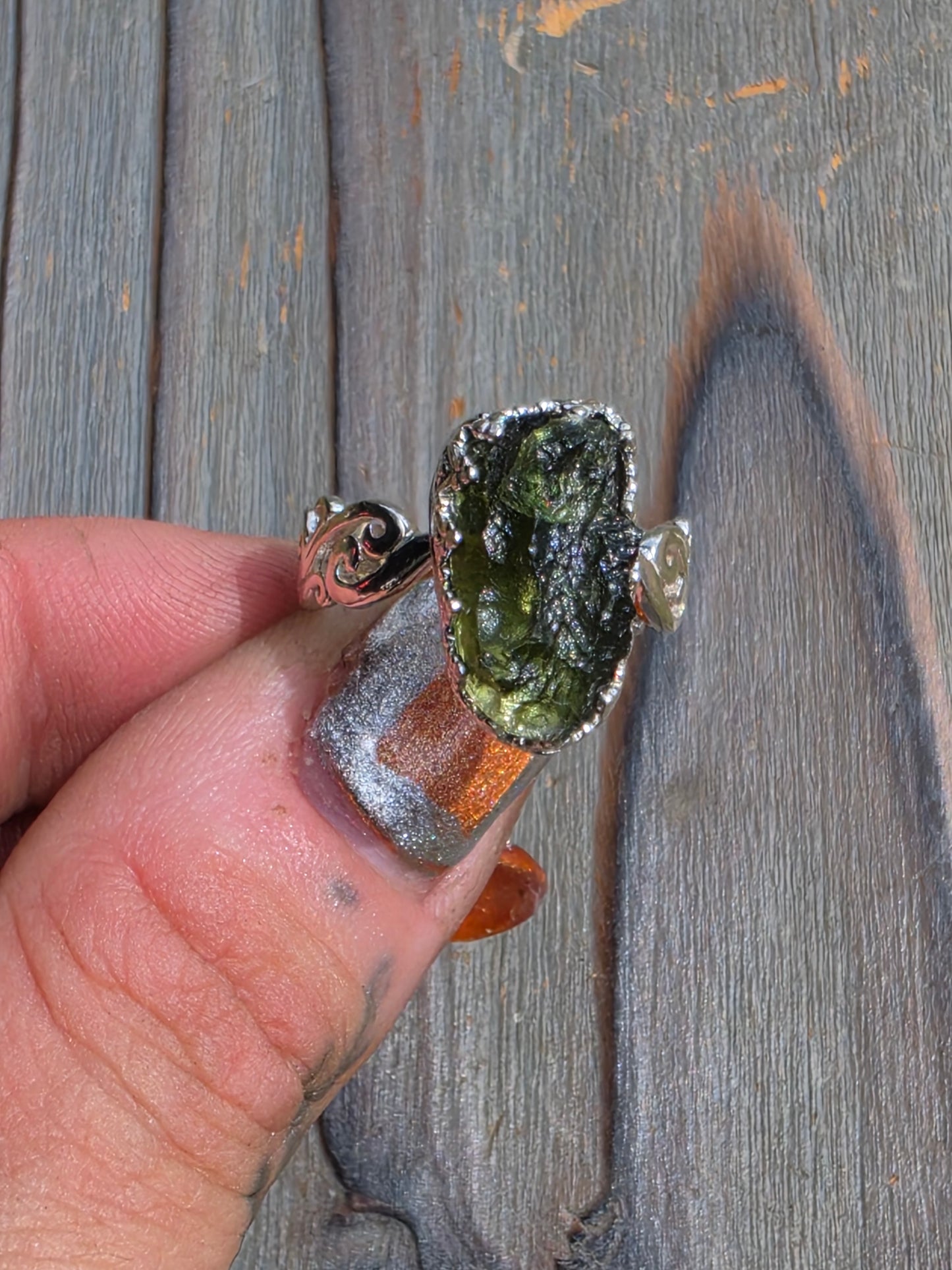 Moldavite Ring, Size 7