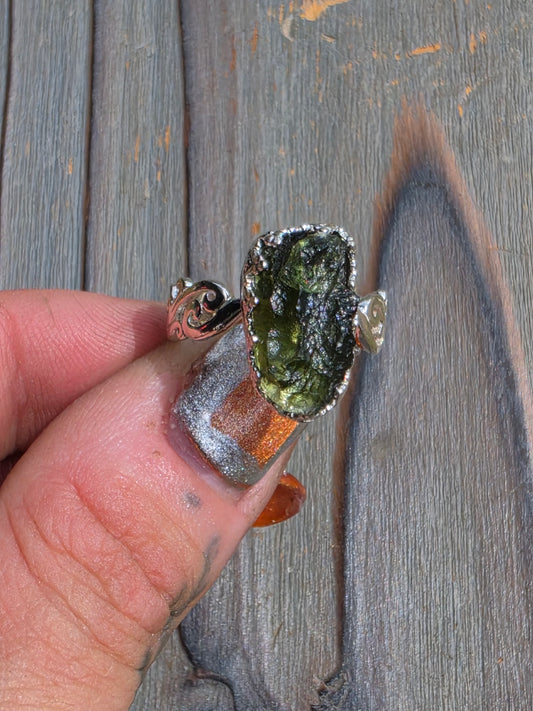 Moldavite Ring, Size 7