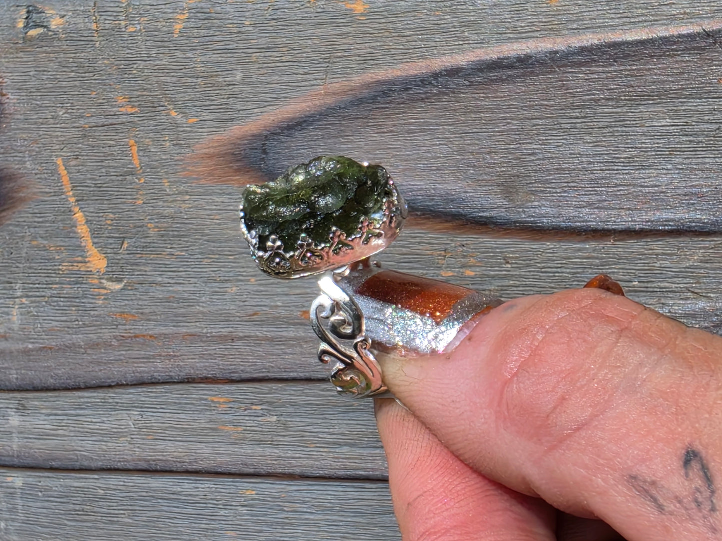 Moldavite Ring, Size 7