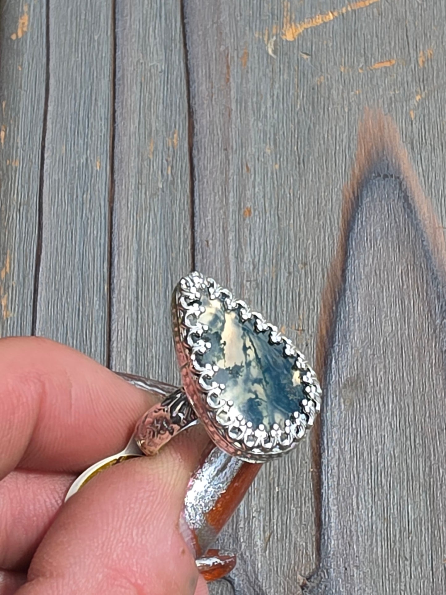 Moss Agate Ring, Size 6.5