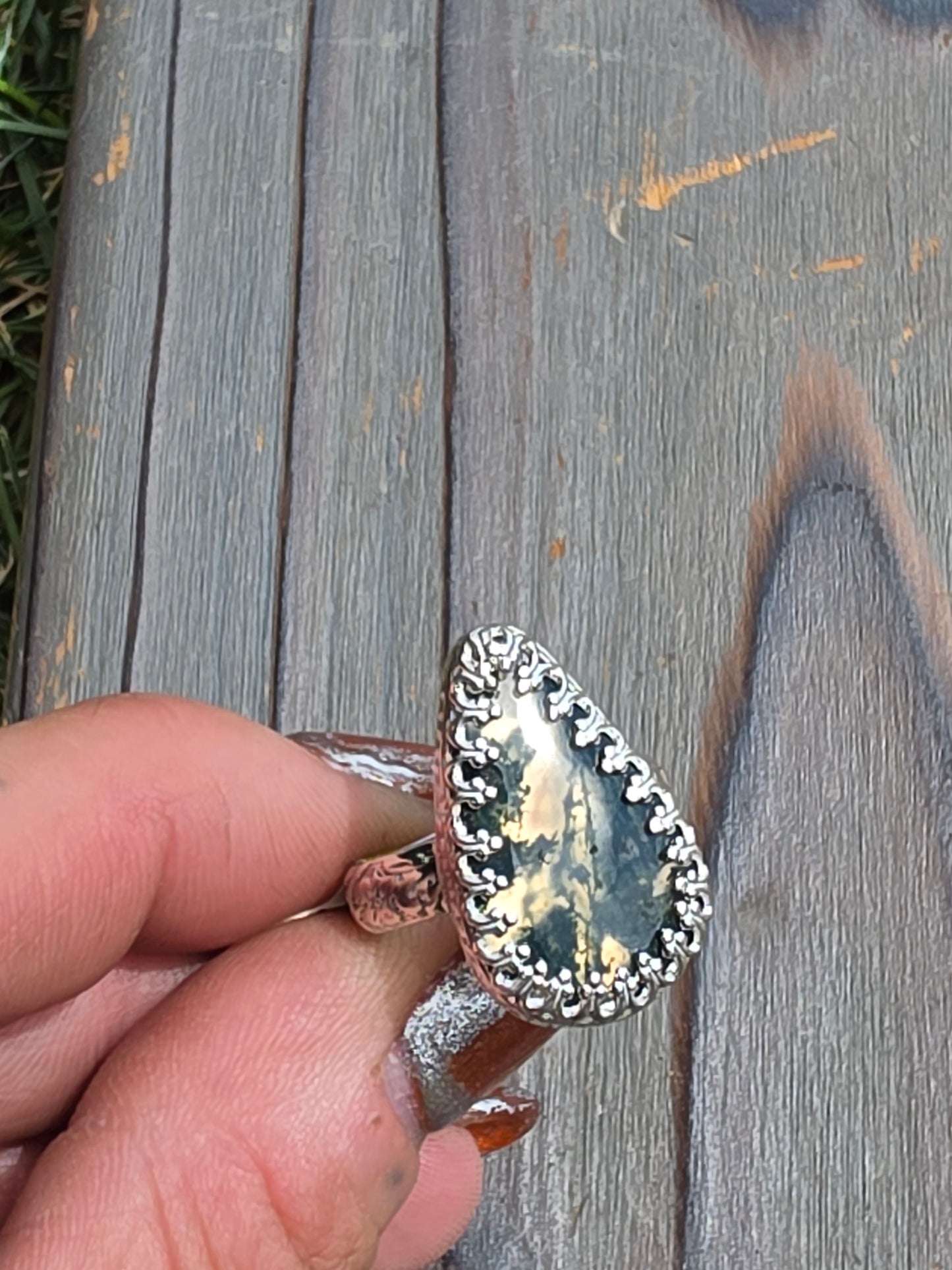 Moss Agate Ring, Size 6.5