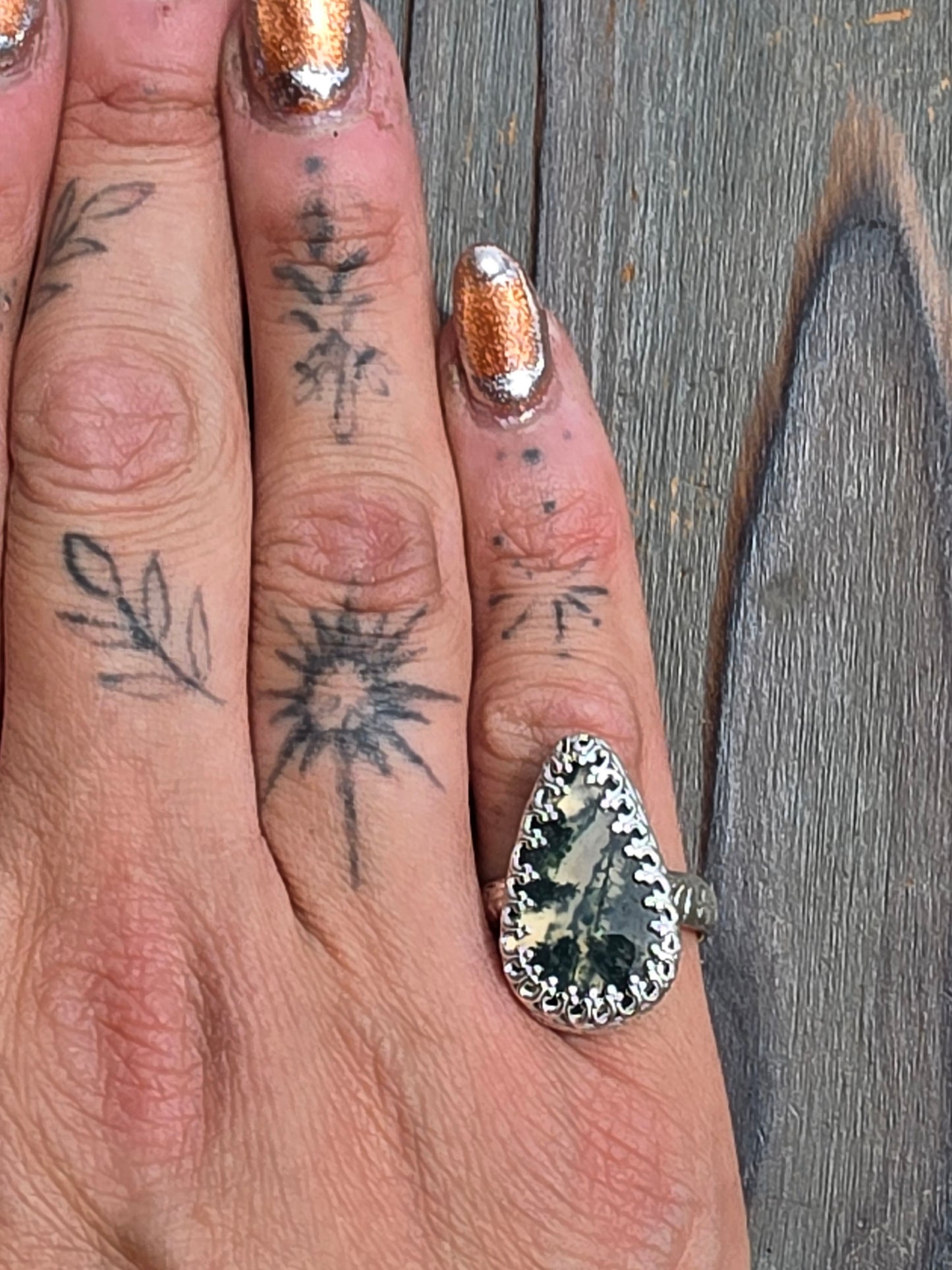 Moss Agate Ring, Size 6.5