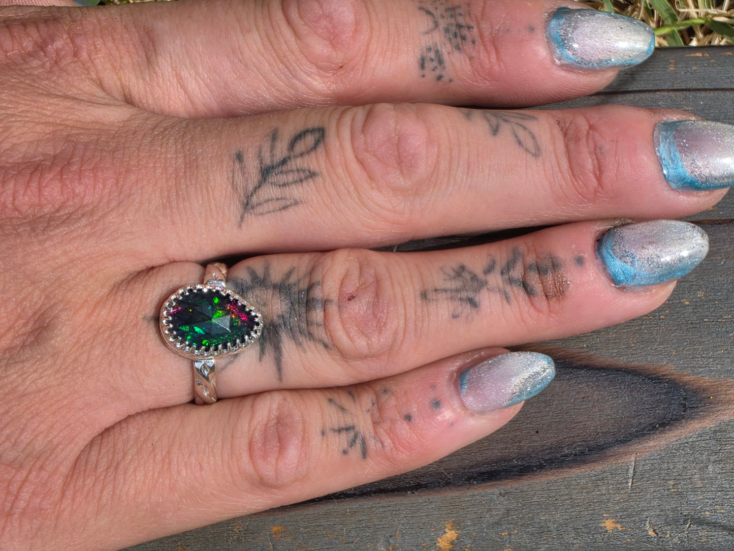 Black Ethiopian Opal Ring, Size 6.5
