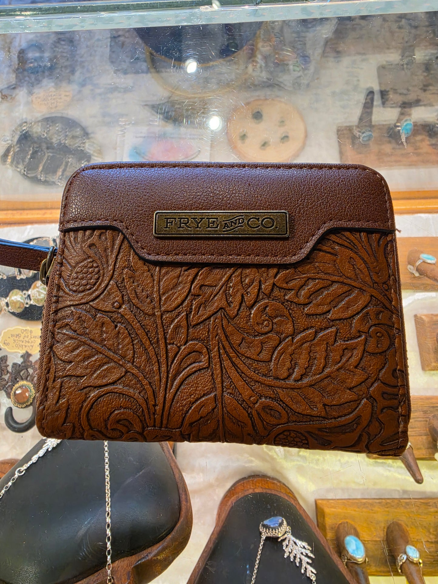 Frye and CO embossed leather wallet