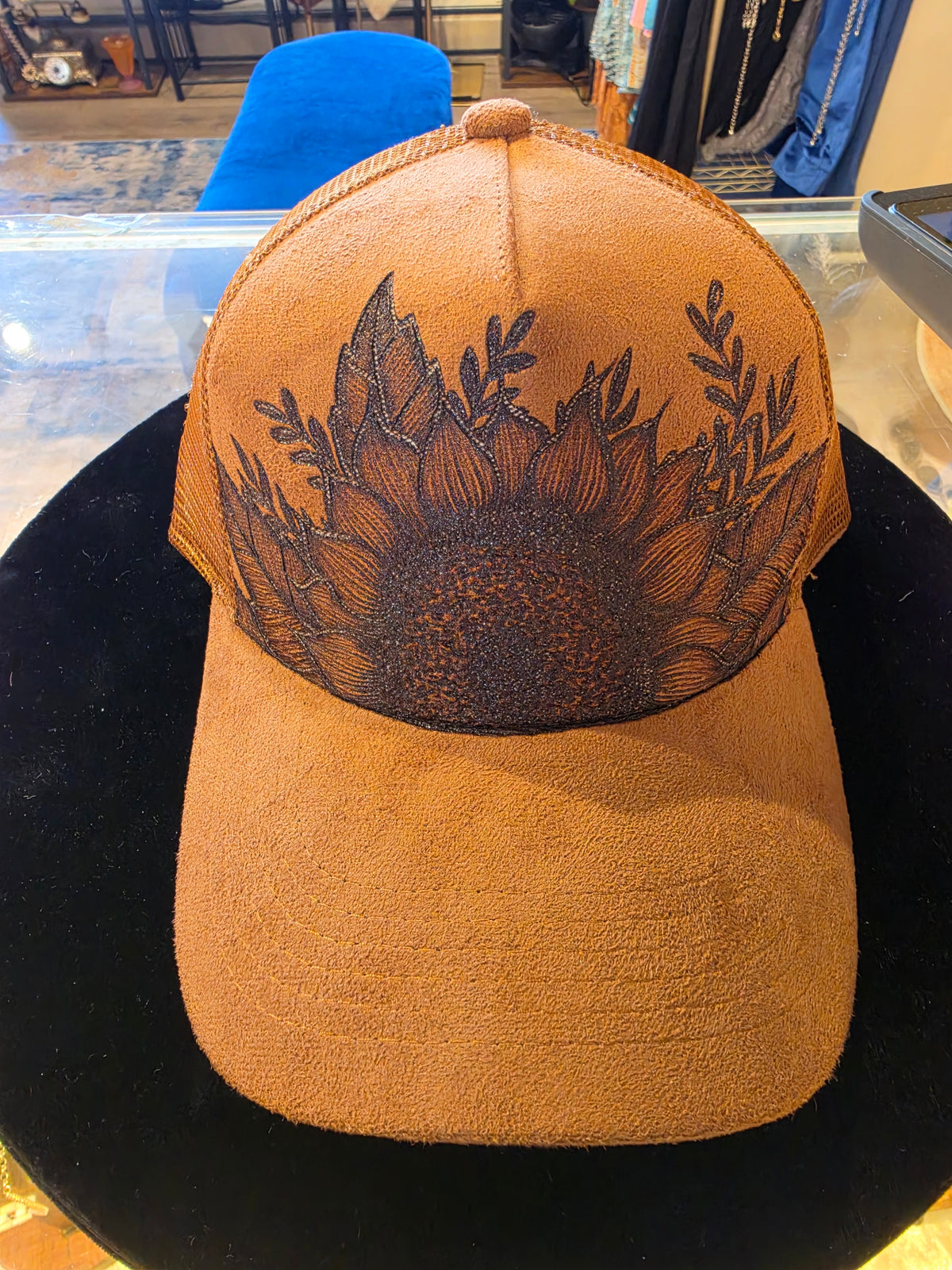 Brown Sunflower Baseball Hat by Bakers Burns