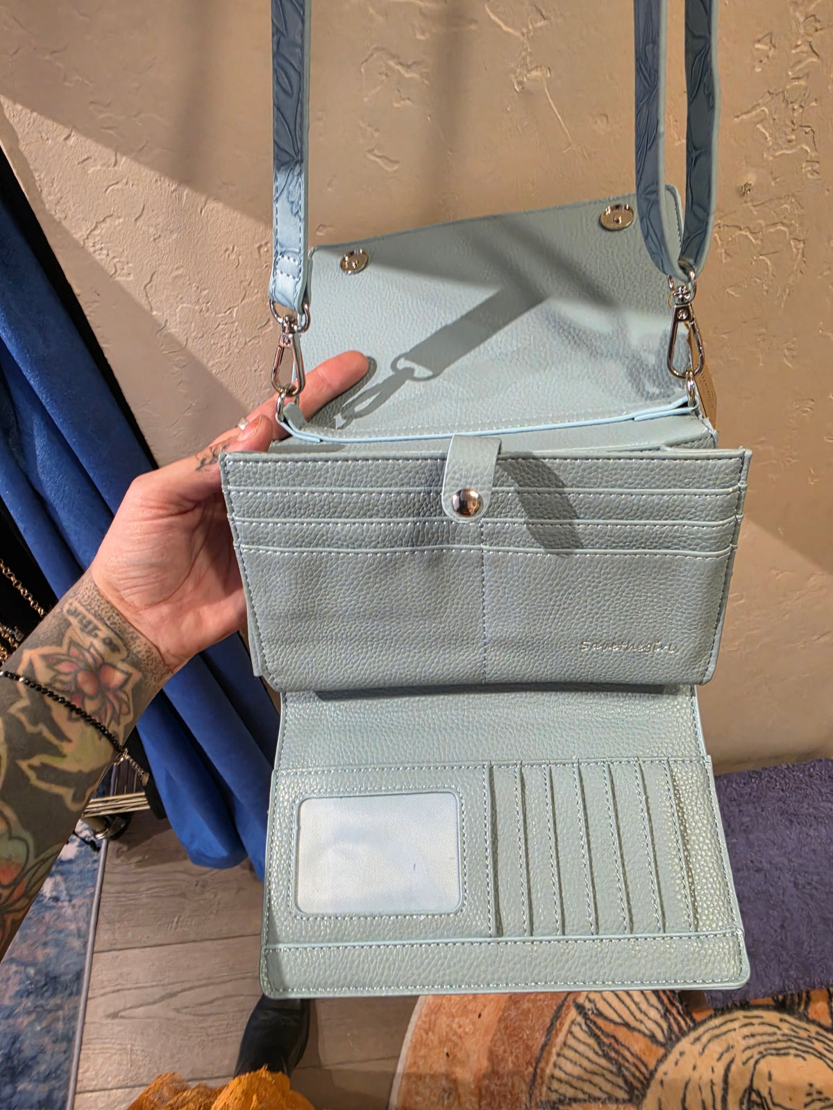 Baby Blue Save the Girls Clutch Hand/Shoulder Bag