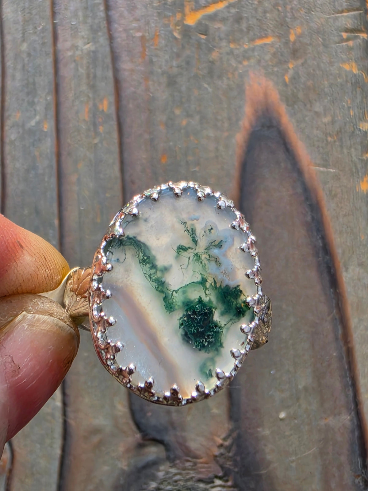Moss Agate Ring, Size 7