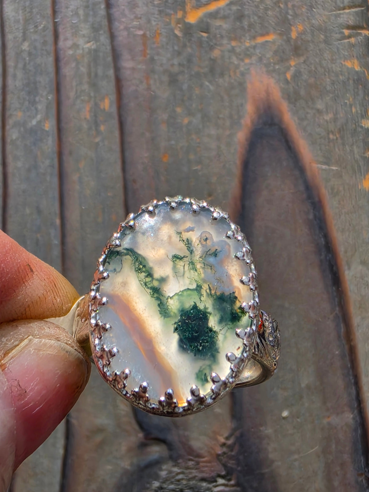 Moss Agate Ring, Size 7