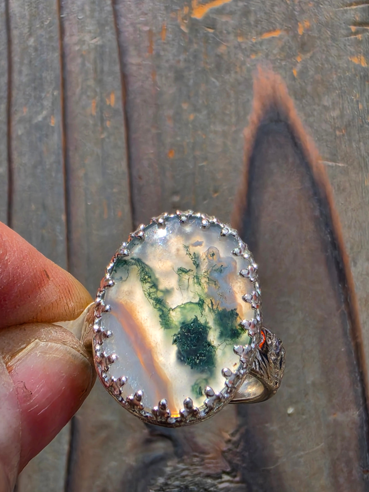 Moss Agate Ring, Size 7