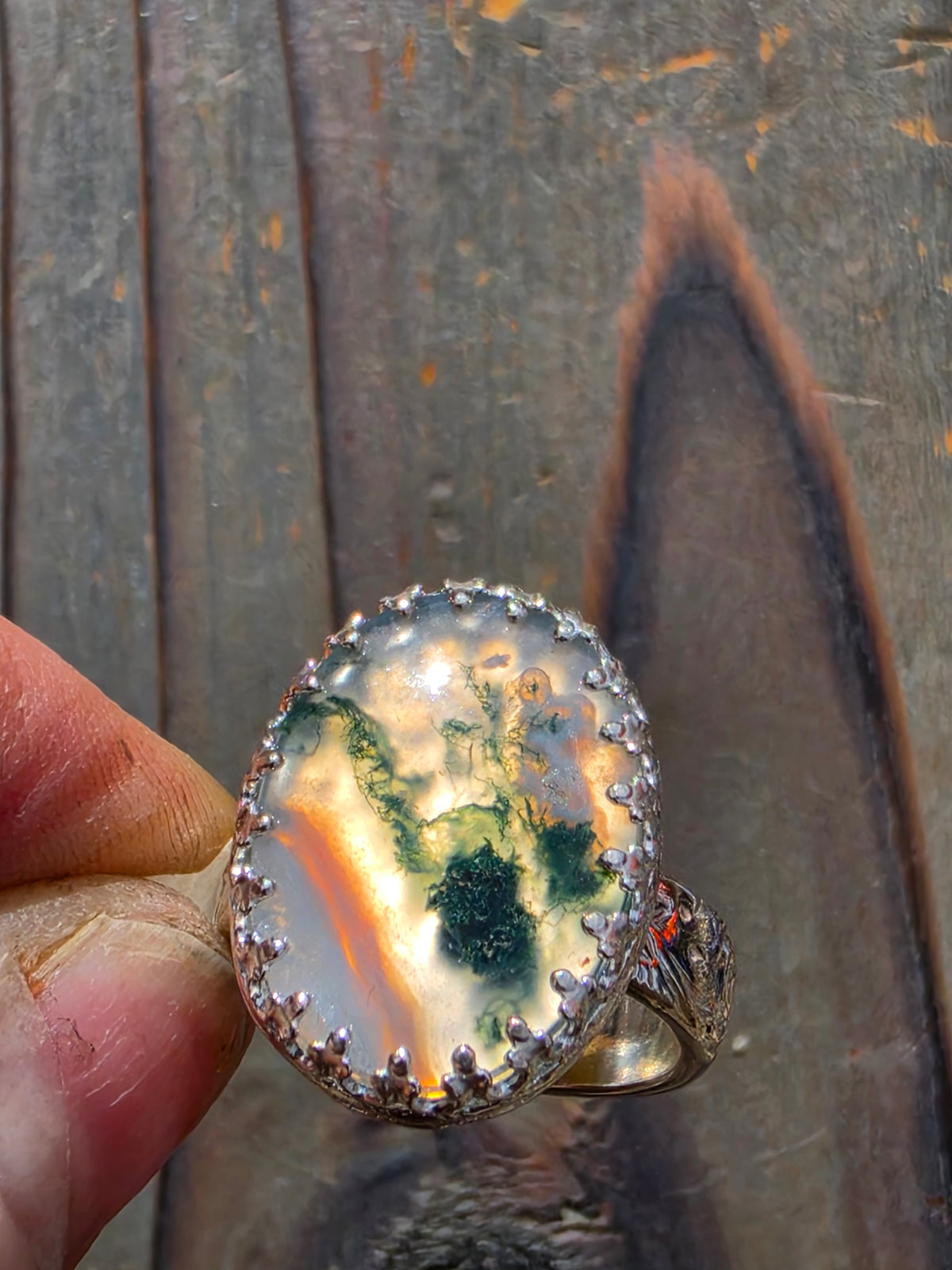 Moss Agate Ring, Size 7