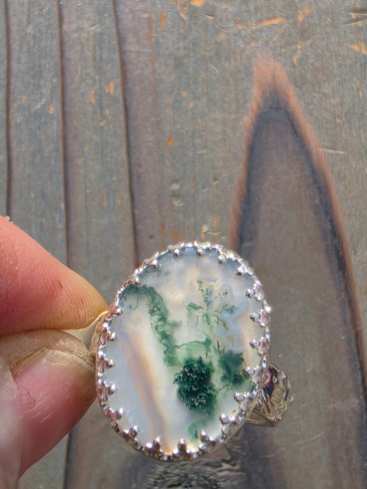 Moss Agate Ring, Size 7