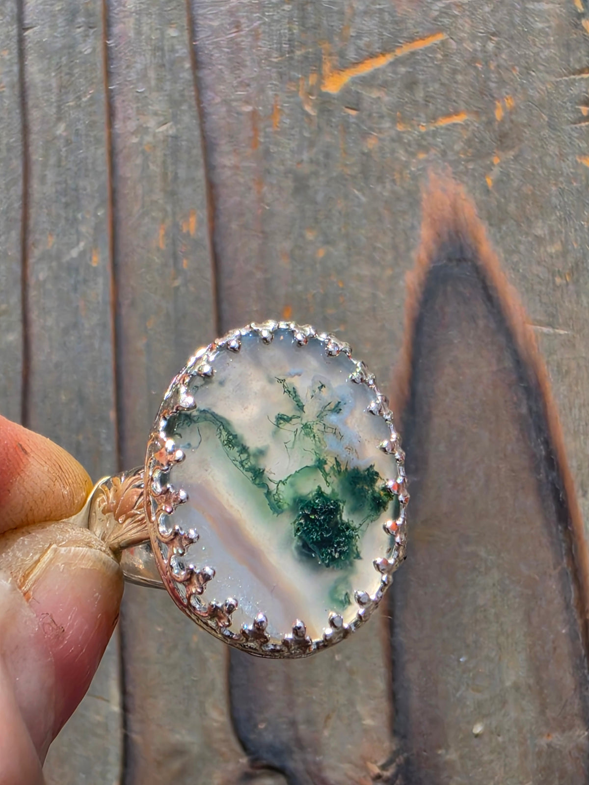 Moss Agate Ring, Size 7