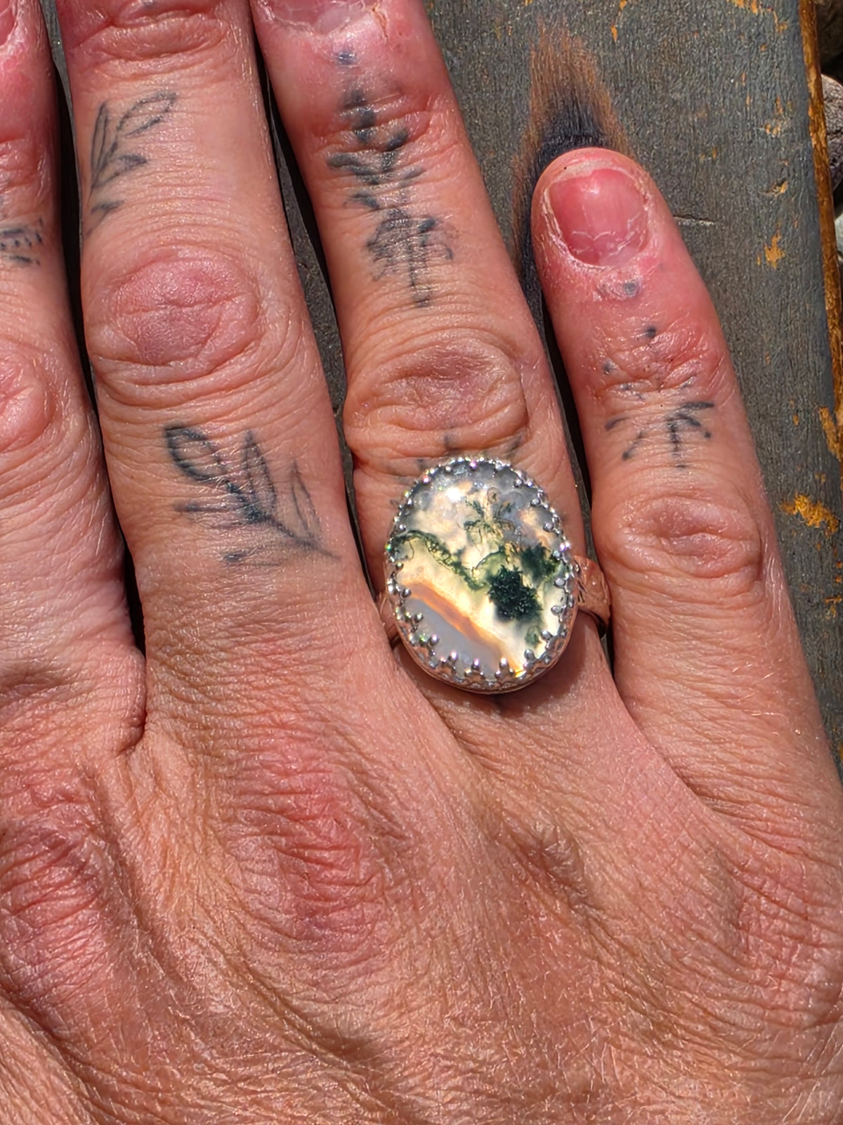 Moss Agate Ring, Size 7