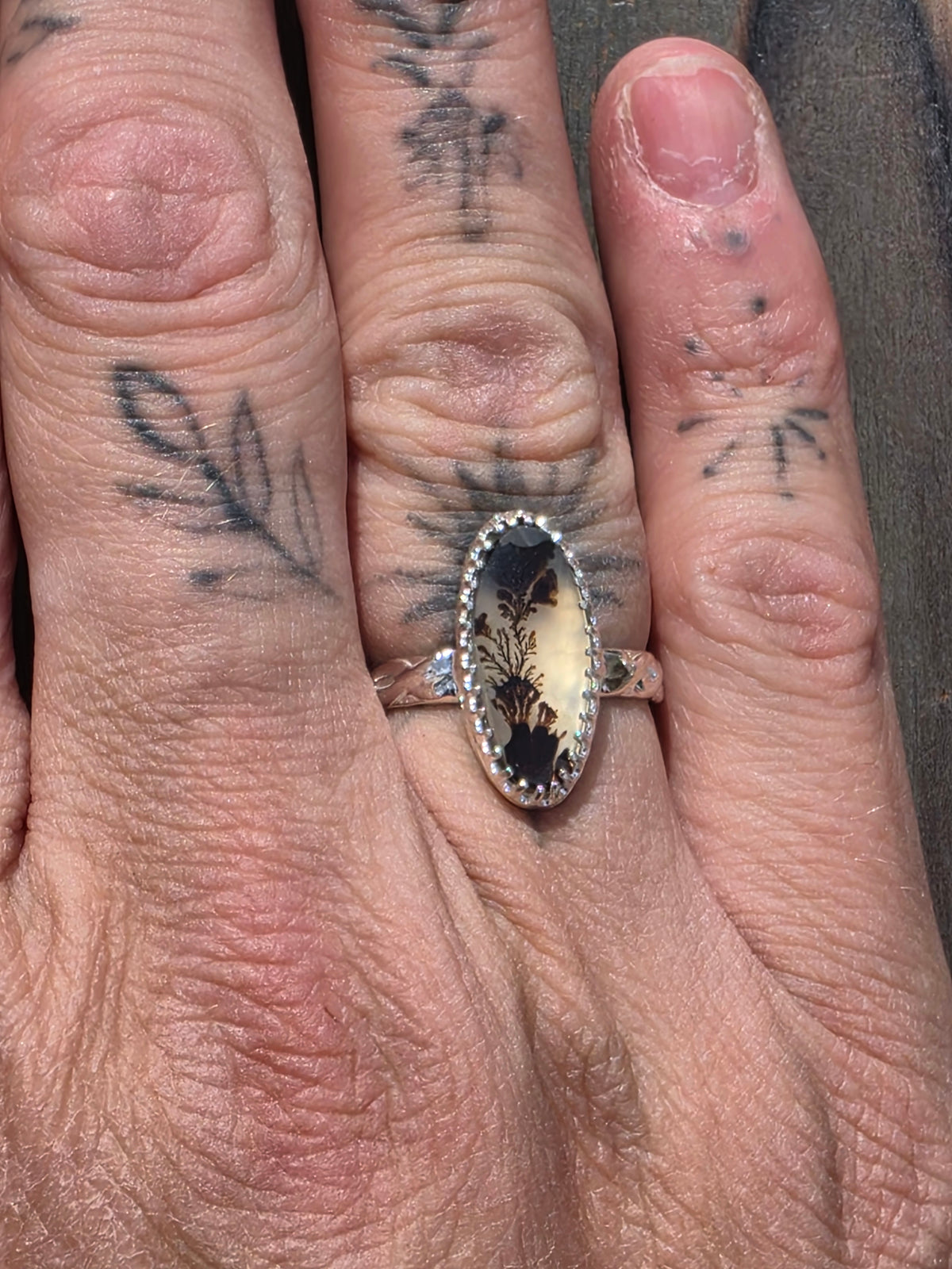 Dendritic Agate Ring, Size 7