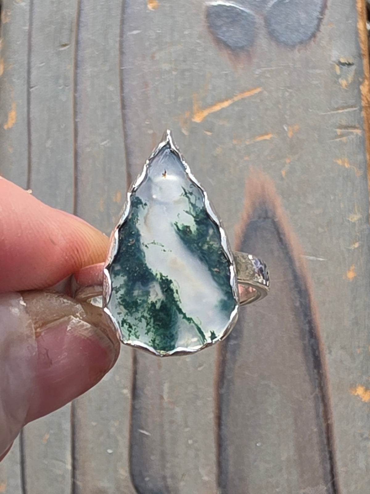 Moss agate Ring, Size 7.5