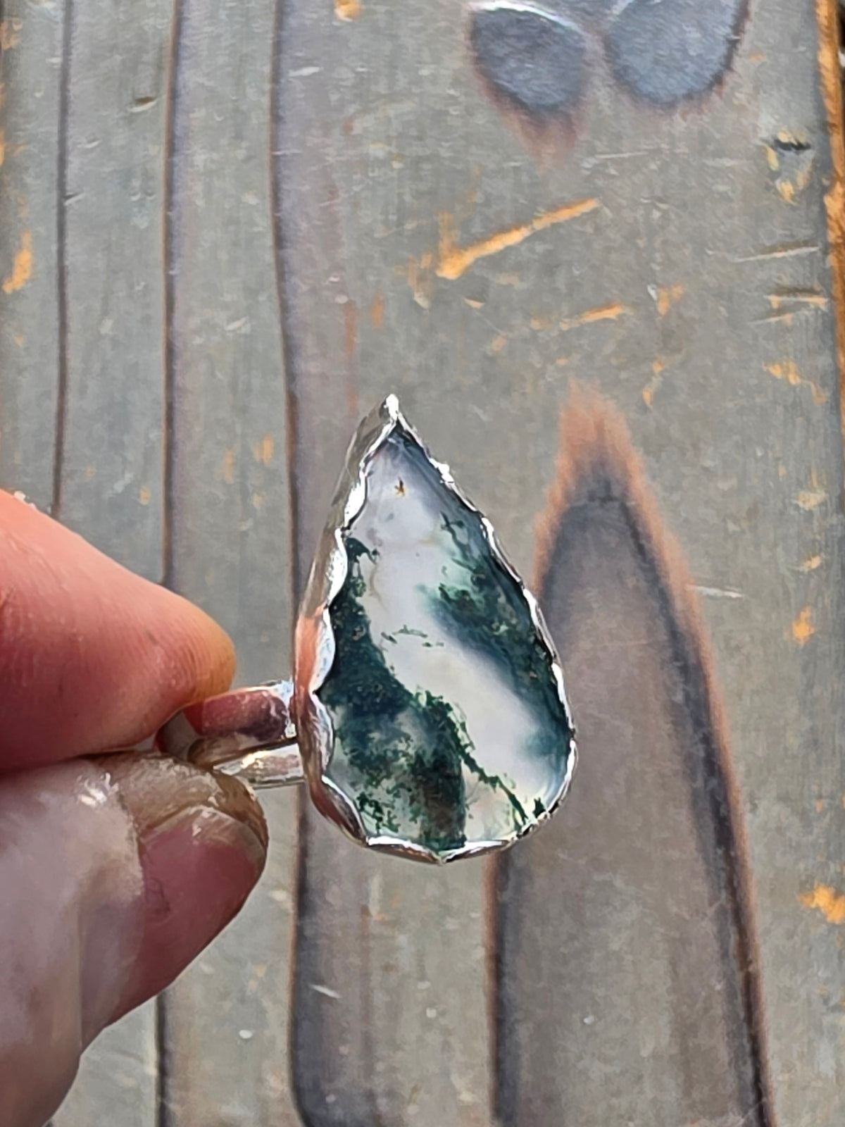 Moss agate Ring, Size 7.5