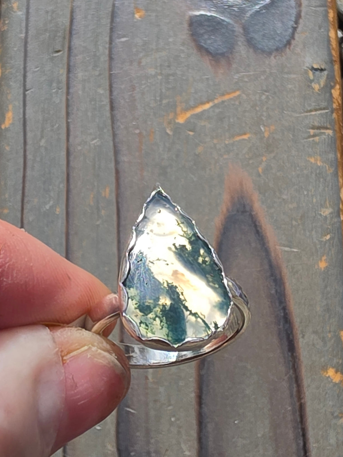 Moss agate Ring, Size 7.5