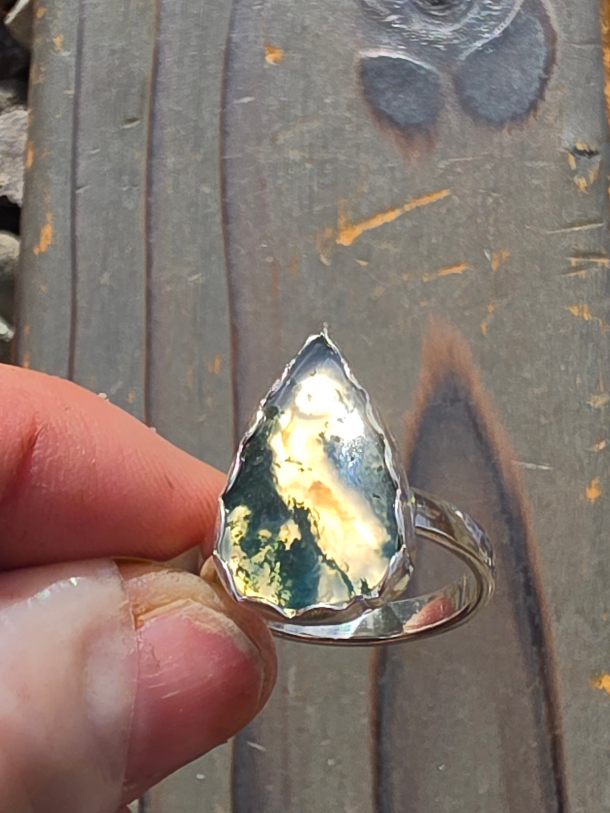 Moss agate Ring, Size 7.5