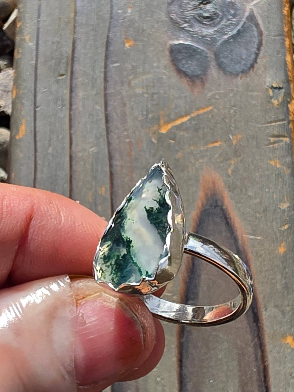 Moss agate Ring, Size 7.5