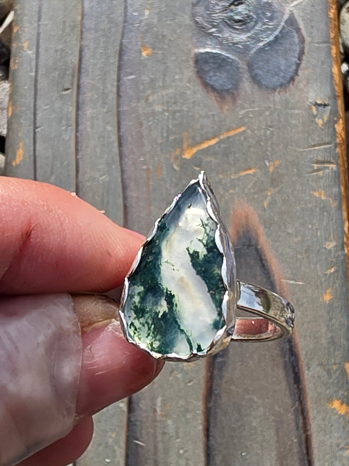 Moss agate Ring, Size 7.5