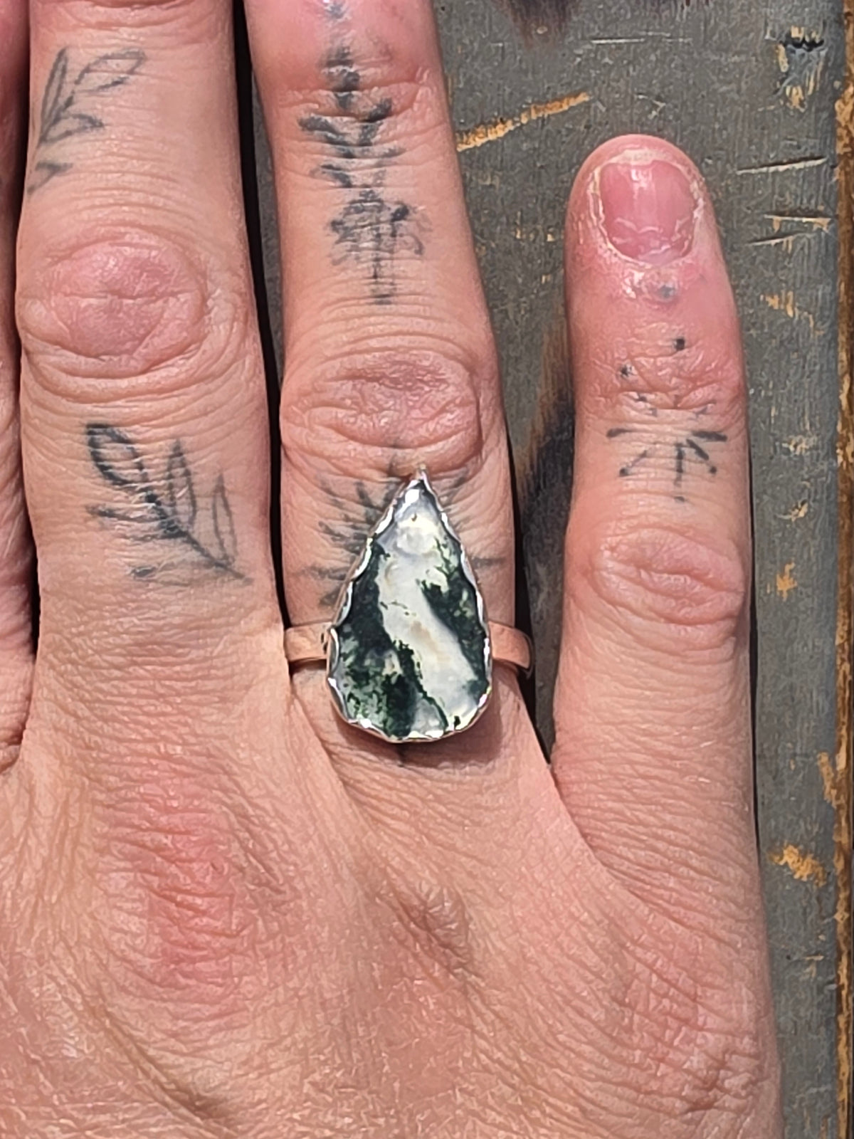 Moss agate Ring, Size 7.5