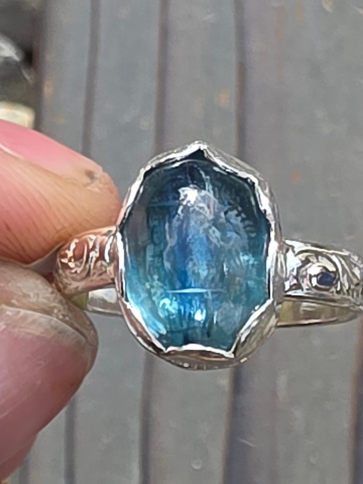 Teal Kyanite Ring, Size 6