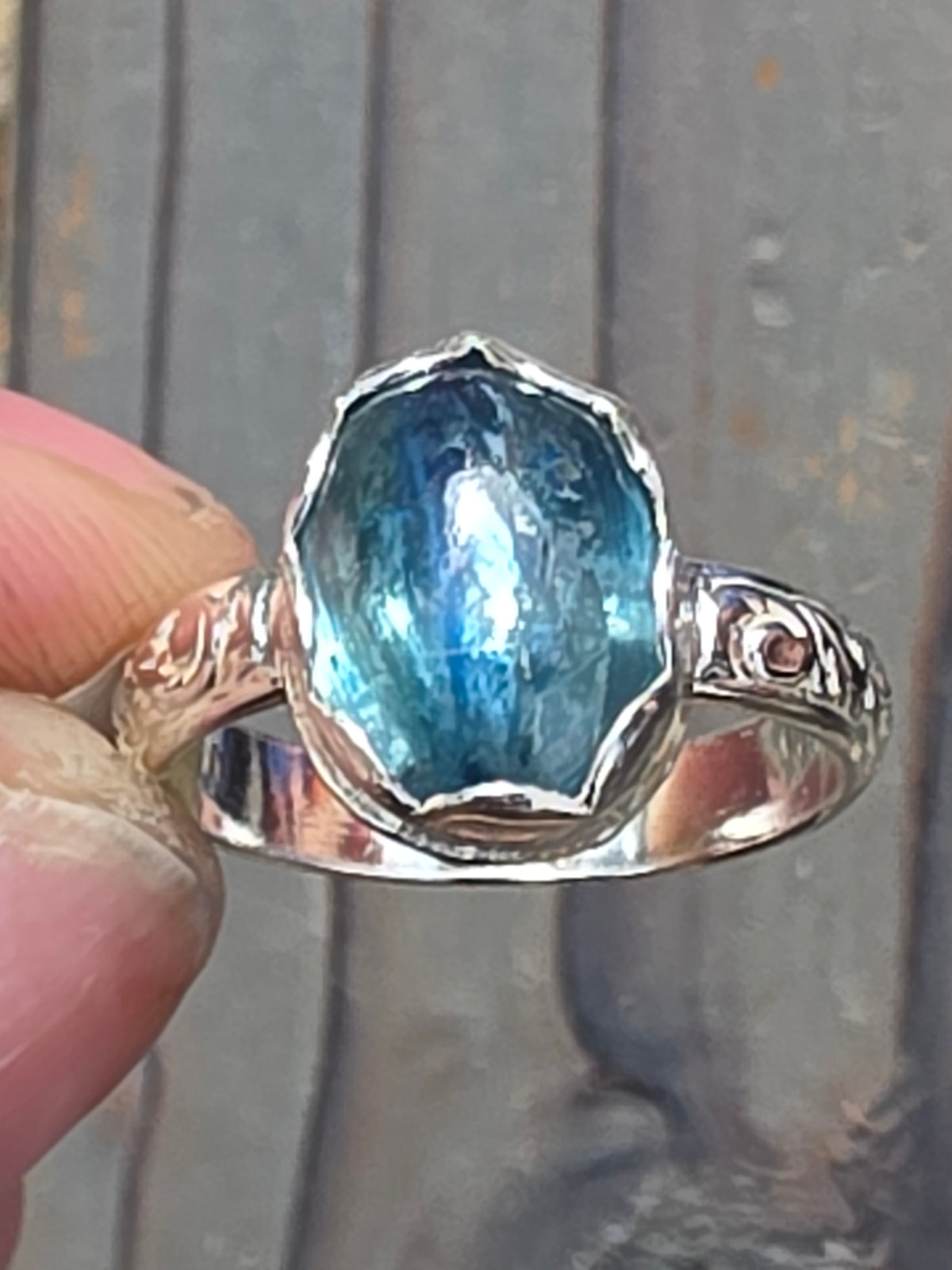 Teal Kyanite Ring, Size 6